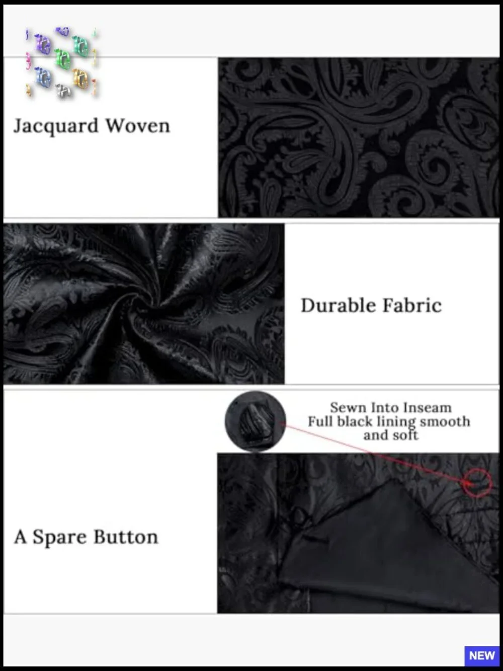 Silk Slim Fit V-Neck Vest Elegant Paisley Wedding Formal Tuxedo Set
